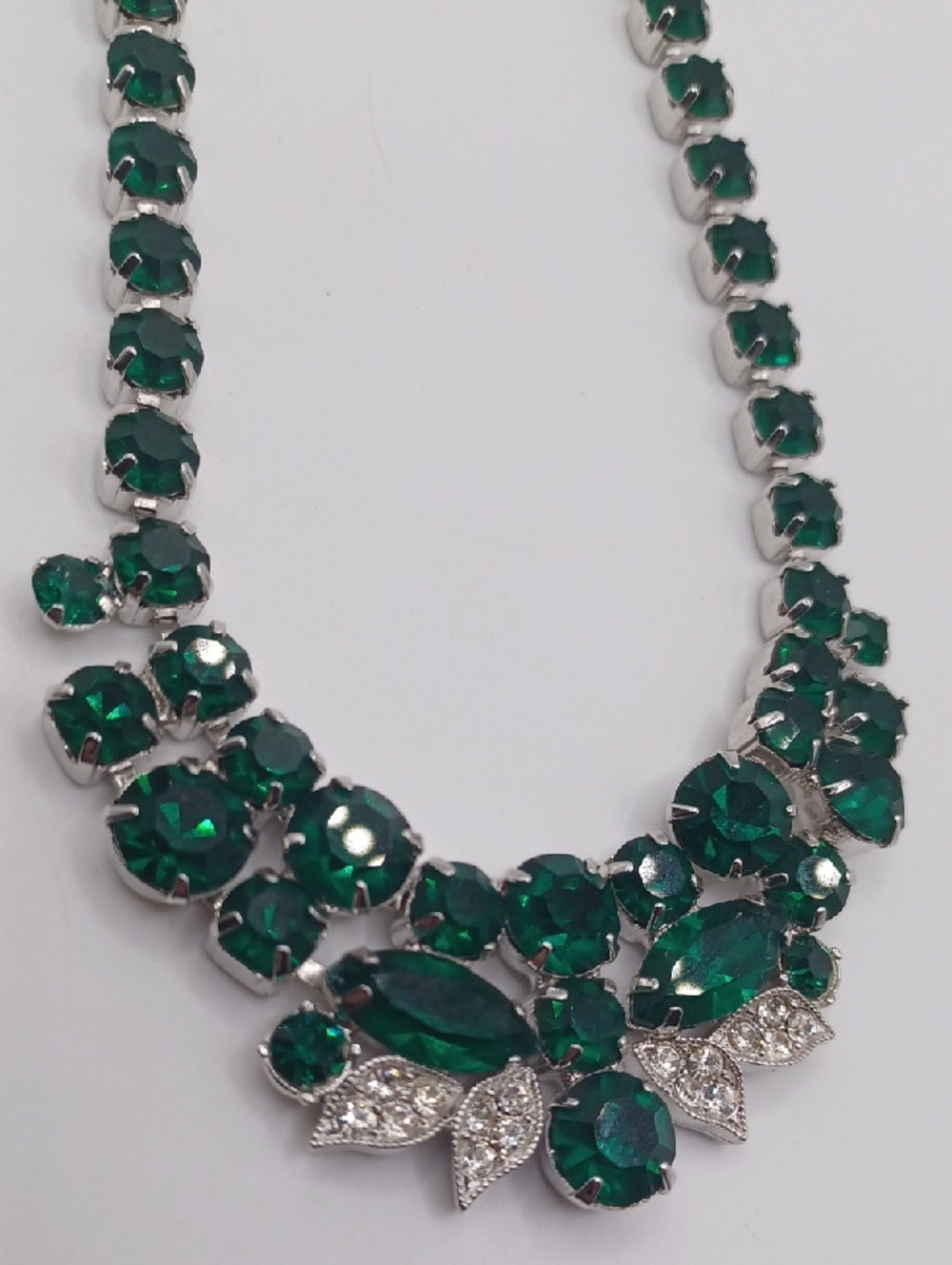 Eisenberg Ice Emerald Crystal Statement Necklace Vintage - Picture 3 of 7